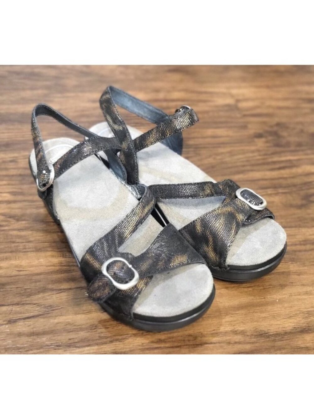 Dansko Dani Coffee Swirl Leather Strappy Slingback Wedge Sandals Size 38 7.5